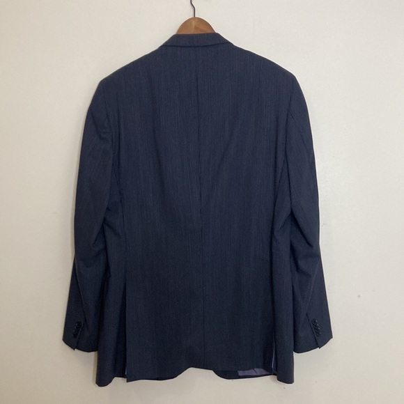 Coppley Suit Mens 44T 38 x 31 Navy Blue Pinstripe Wool 2 Piece Blazer Pants - Picture 3 of 16